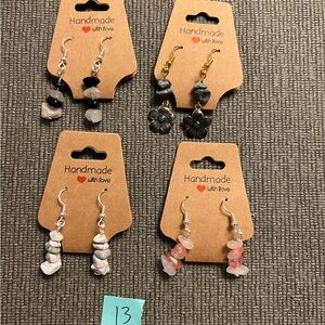 4 pairs of handmade earrings hypoallergenic metals small business made nwt